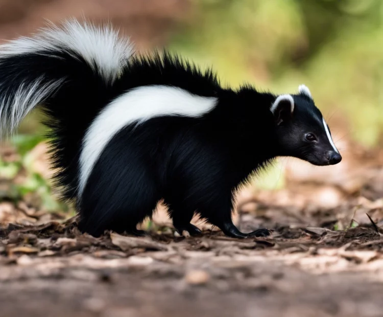 A skunk in a natural setting, a common subject of nuisance wildlife control.